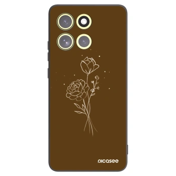 Picasee Μαύρη θήκη σιλικόνης για Motorola Moto G86 Power 5G - Brown flowers