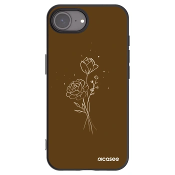 Picasee Μαύρη θήκη σιλικόνης για Apple iPhone 17e - Brown flowers