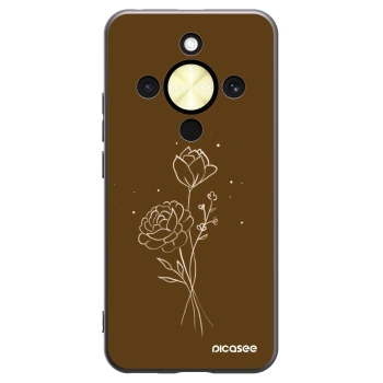 Picasee Μαύρη θήκη σιλικόνης για Honor Magic8 Lite 5G - Brown flowers