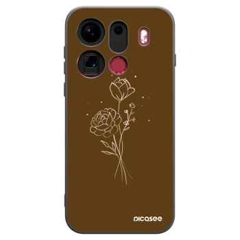 Picasee Μαύρη θήκη σιλικόνης για OPPO Find X9 Pro - Brown flowers