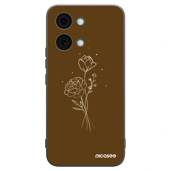 Picasee Μαύρη θήκη σιλικόνης για Xiaomi Poco X8 Pro Max - Brown flowers
