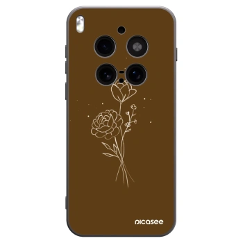 Picasee Μαύρη θήκη σιλικόνης για Vivo X300 Pro - Brown flowers