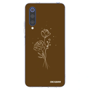 Picasee διαφανής θήκη σιλικόνης Xiaomi Mi 9 SE - Brown flowers