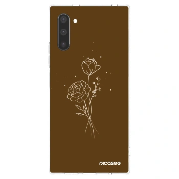 Picasee διαφανής θήκη σιλικόνης Samsung Galaxy Note 10 N970F - Brown flowers