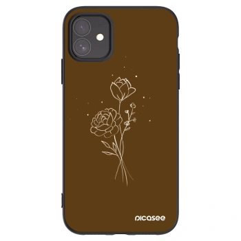 Picasee Μαύρη θήκη σιλικόνης για Apple iPhone 11 - Brown flowers