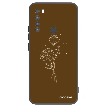 Picasee Μαύρη θήκη σιλικόνης για Xiaomi Redmi Note 8 - Brown flowers