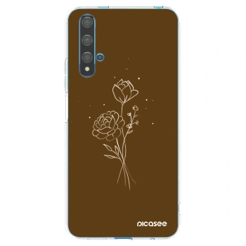 Picasee διαφανής θήκη σιλικόνης Huawei Nova 5T - Brown flowers