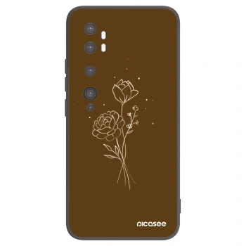 Picasee Μαύρη θήκη σιλικόνης για Xiaomi Mi Note 10 (Pro) - Brown flowers