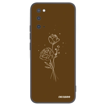 Picasee Μαύρη θήκη σιλικόνης για Samsung Galaxy S20 G980F - Brown flowers