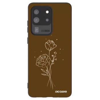 Picasee Μαύρη θήκη σιλικόνης για Samsung Galaxy S20 Ultra 5G G988F - Brown flowers