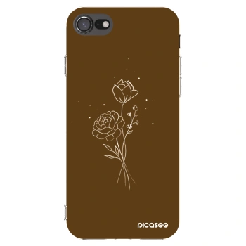 Picasee διαφανής θήκη σιλικόνης Apple iPhone SE 2020 - Brown flowers