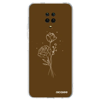 Picasee διαφανής θήκη σιλικόνης Xiaomi Redmi Note 9 Pro - Brown flowers