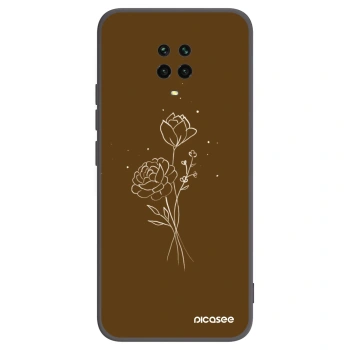 Picasee Μαύρη θήκη σιλικόνης για Xiaomi Redmi Note 9S - Brown flowers