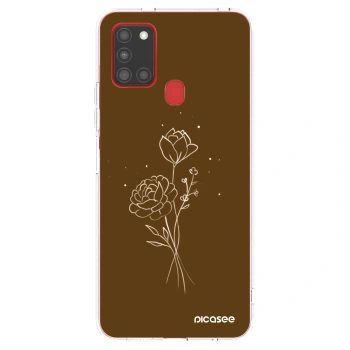 Picasee διαφανής θήκη σιλικόνης Samsung Galaxy A21s - Brown flowers