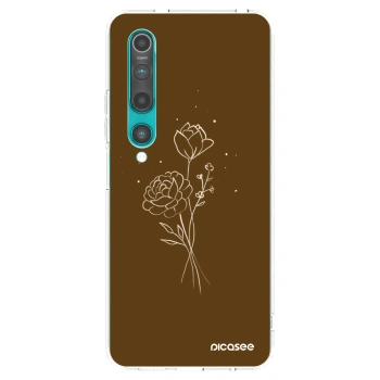 Picasee διαφανής θήκη σιλικόνης Xiaomi Mi 10 - Brown flowers