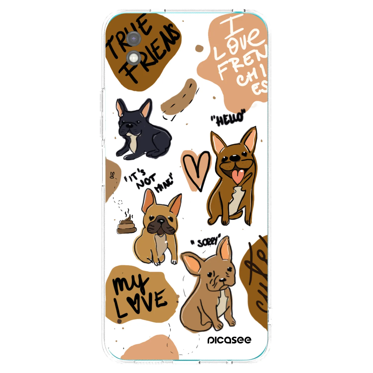 Picasee Μαύρη θήκη σιλικόνης για Xiaomi Redmi 9A - Frenchies