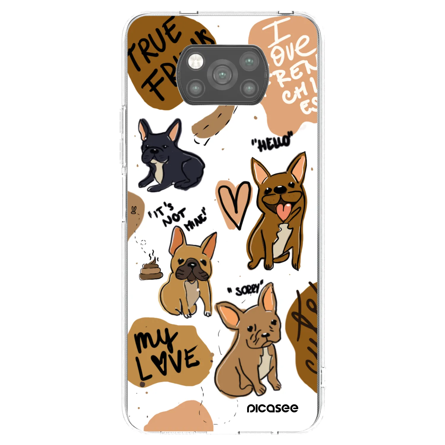 Picasee Μαύρη θήκη σιλικόνης για Xiaomi Poco X3 - Frenchies