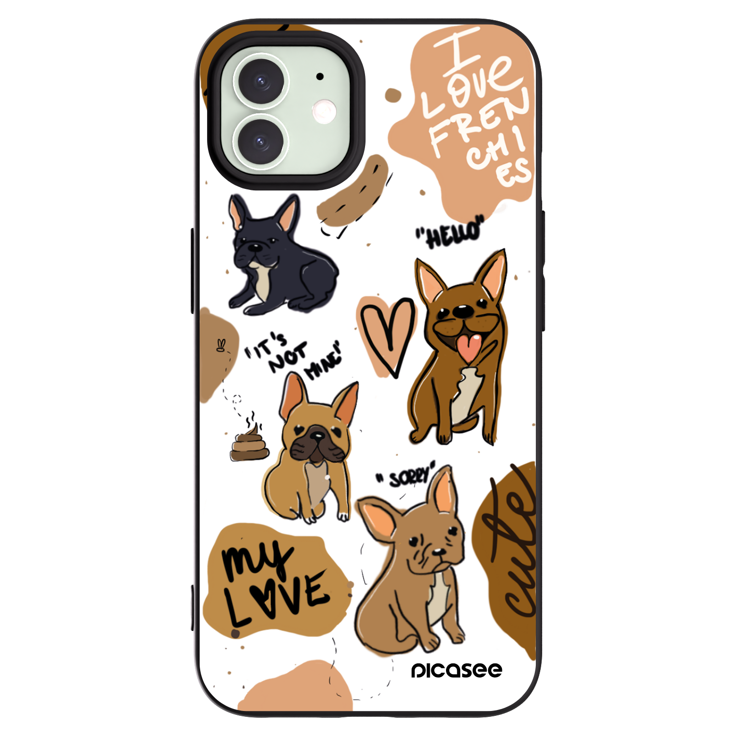 Picasee Μαύρη θήκη σιλικόνης για Apple iPhone 12 Pro - Frenchies