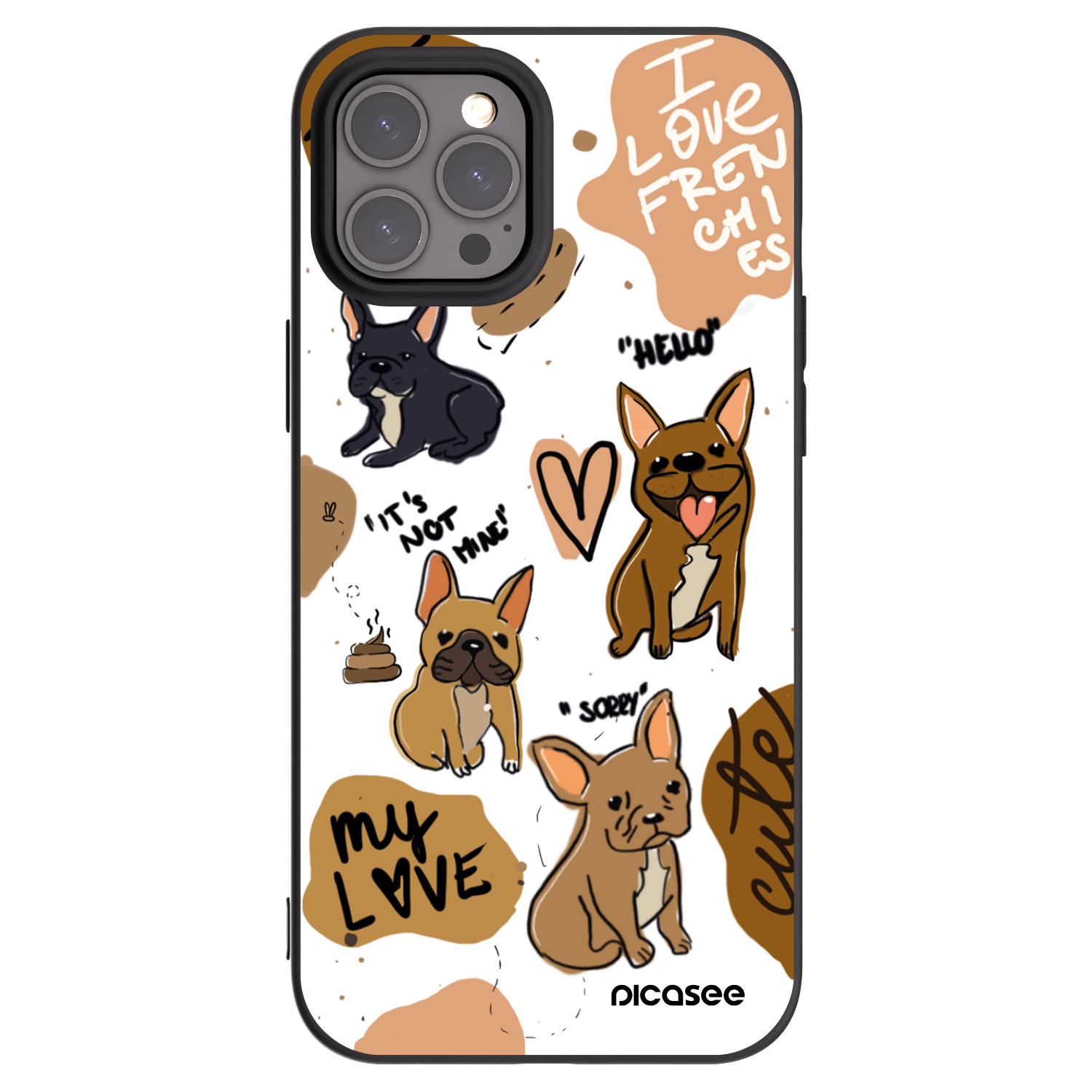Picasee Μαύρη θήκη σιλικόνης για Apple iPhone 12 Pro Max - Frenchies