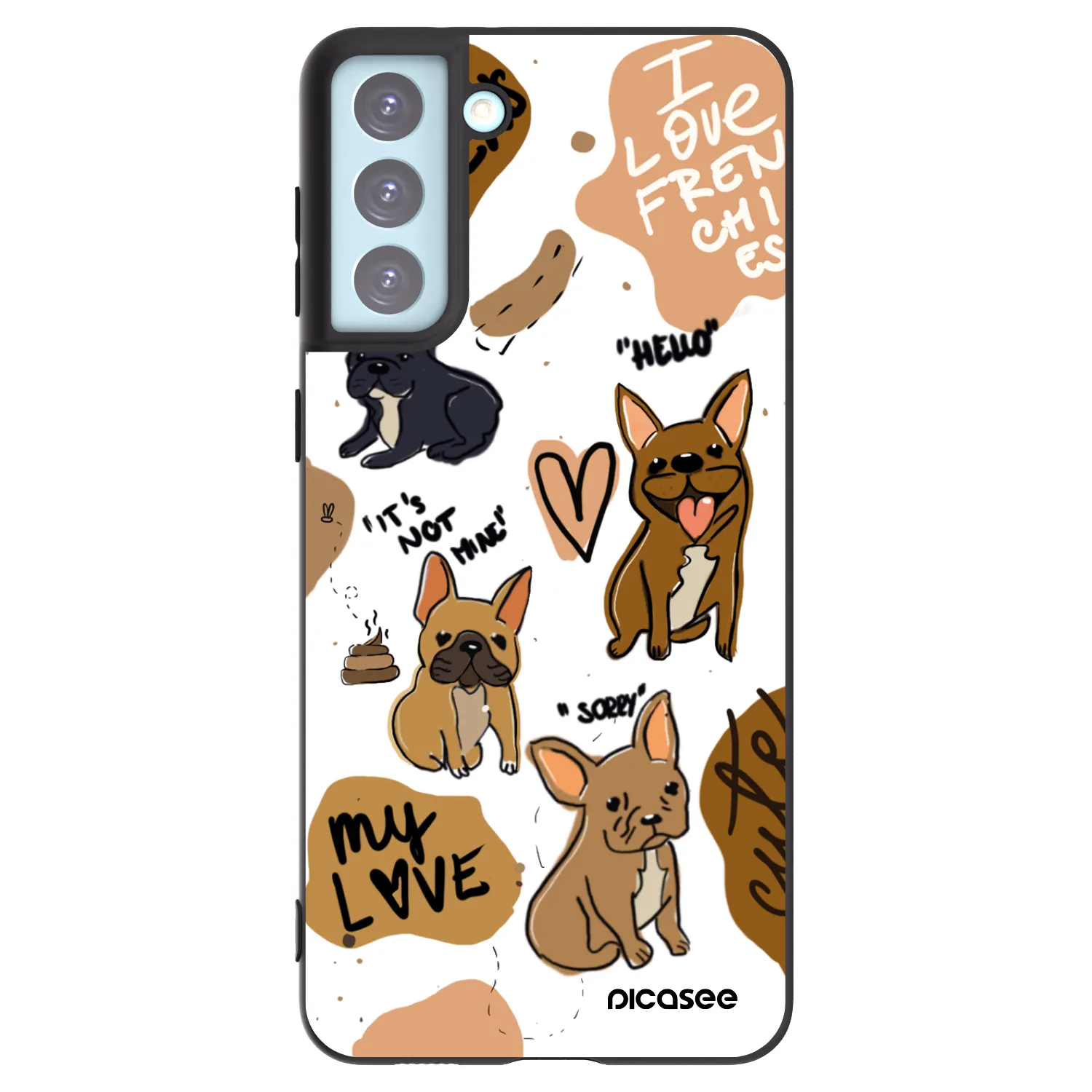 Picasee Μαύρη θήκη σιλικόνης για Samsung Galaxy S21+ 5G G996F - Frenchies