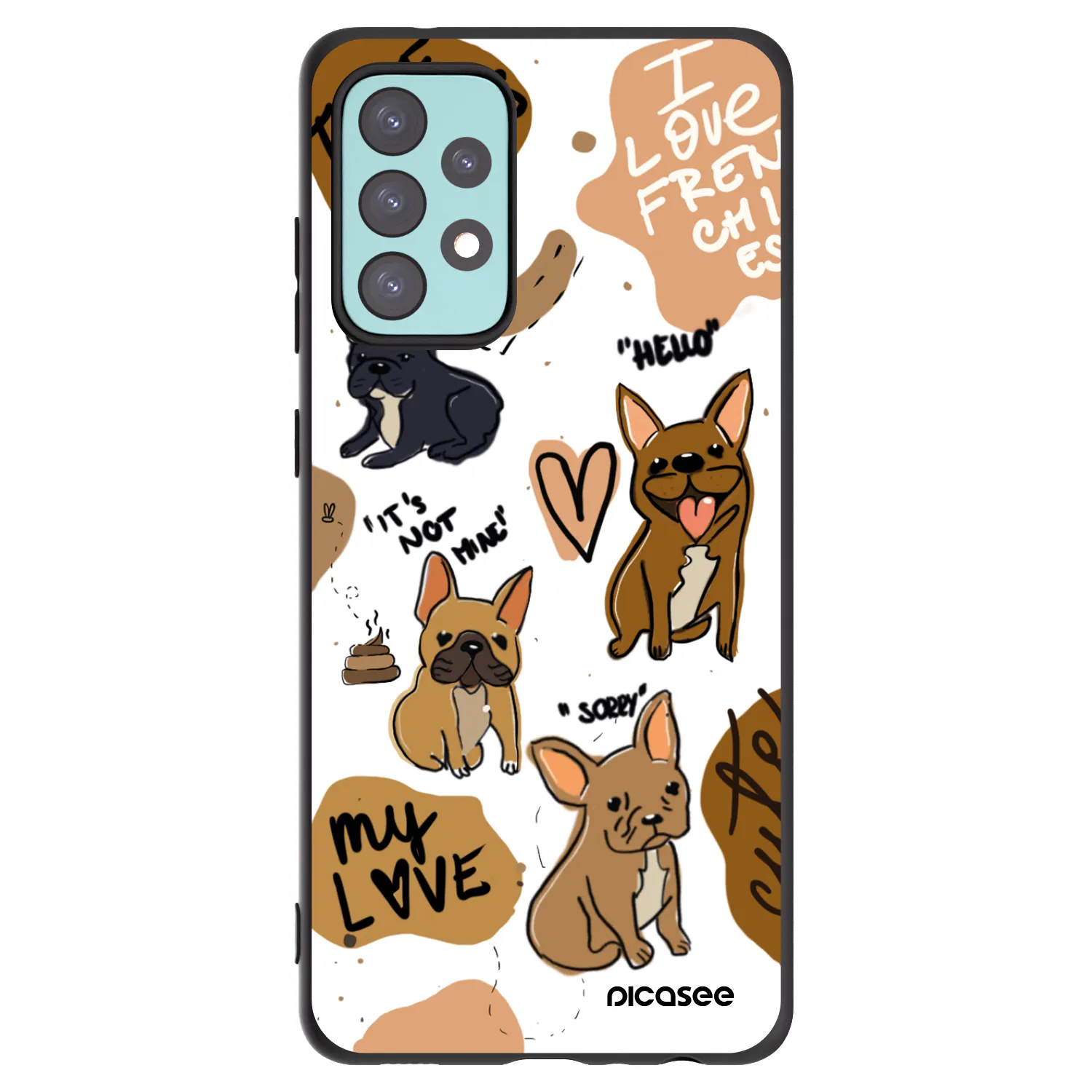 Picasee Μαύρη θήκη σιλικόνης για Samsung Galaxy A72 A725F - Frenchies