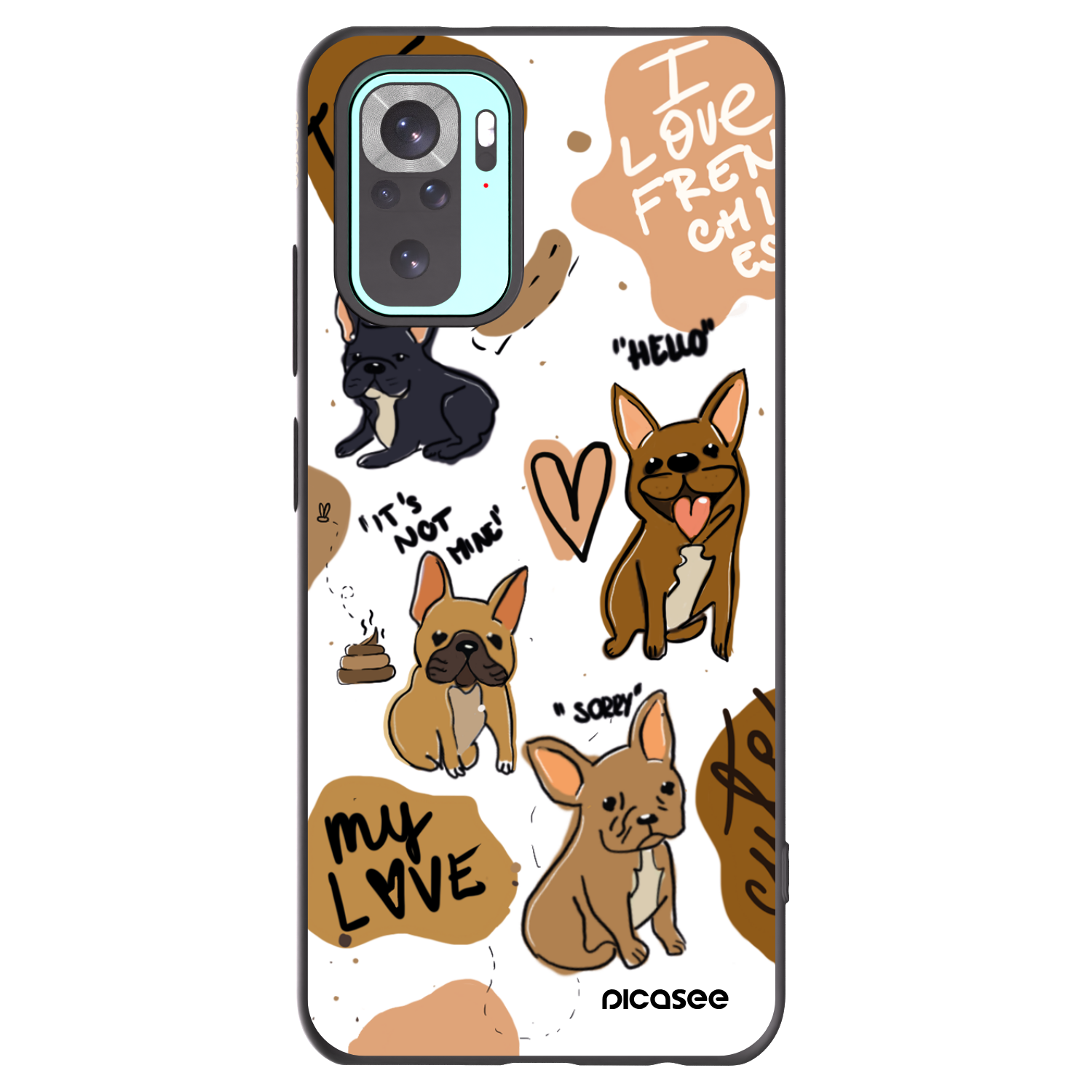 Picasee Μαύρη θήκη σιλικόνης για Xiaomi Redmi Note 10 Pro - Frenchies