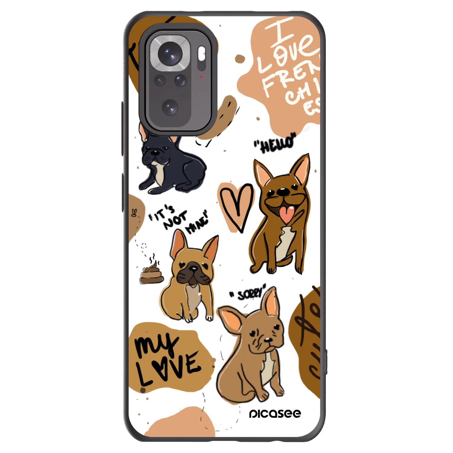 Picasee Μαύρη θήκη σιλικόνης για Xiaomi Redmi Note 10S - Frenchies