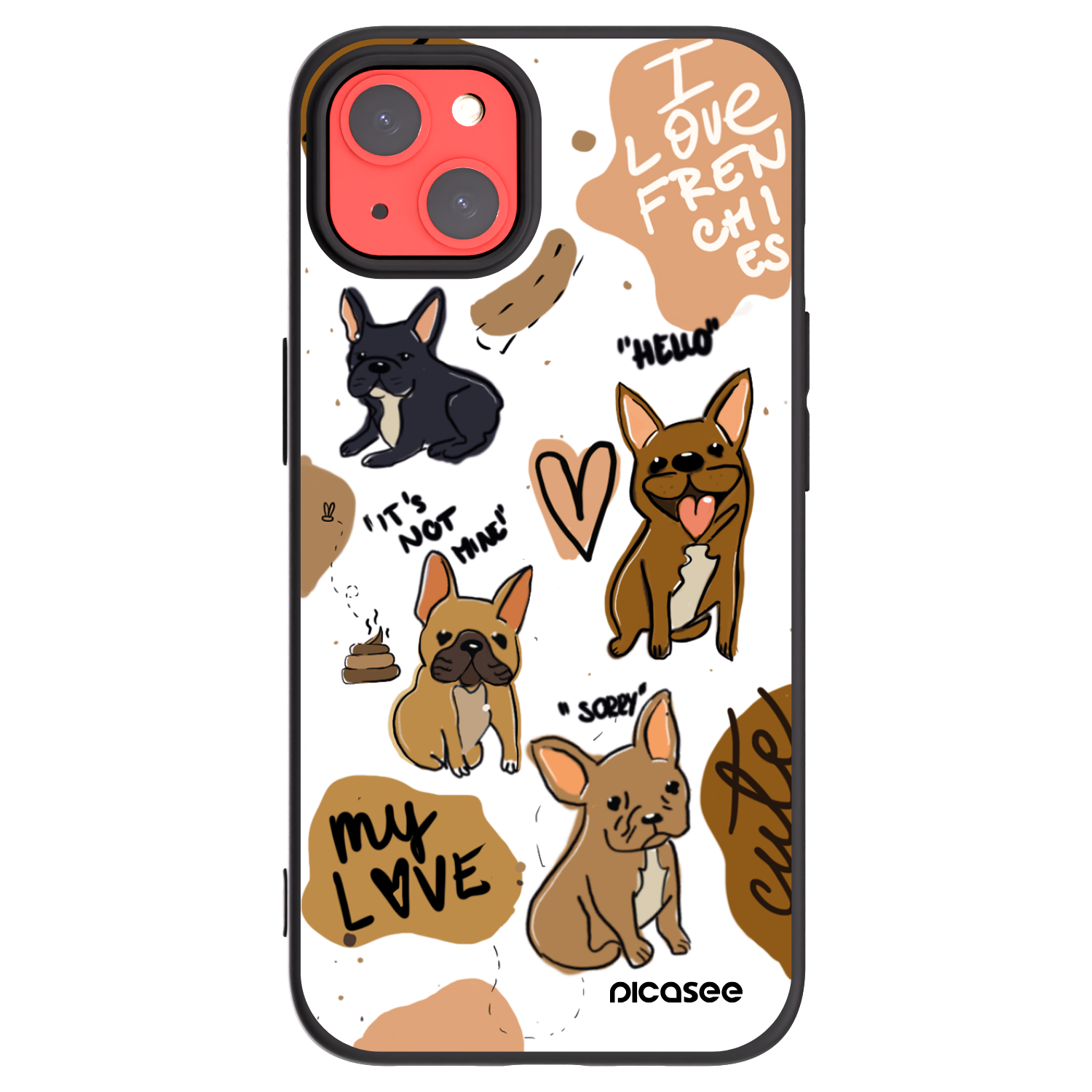 Picasee Μαύρη θήκη σιλικόνης για Apple iPhone 13 - Frenchies