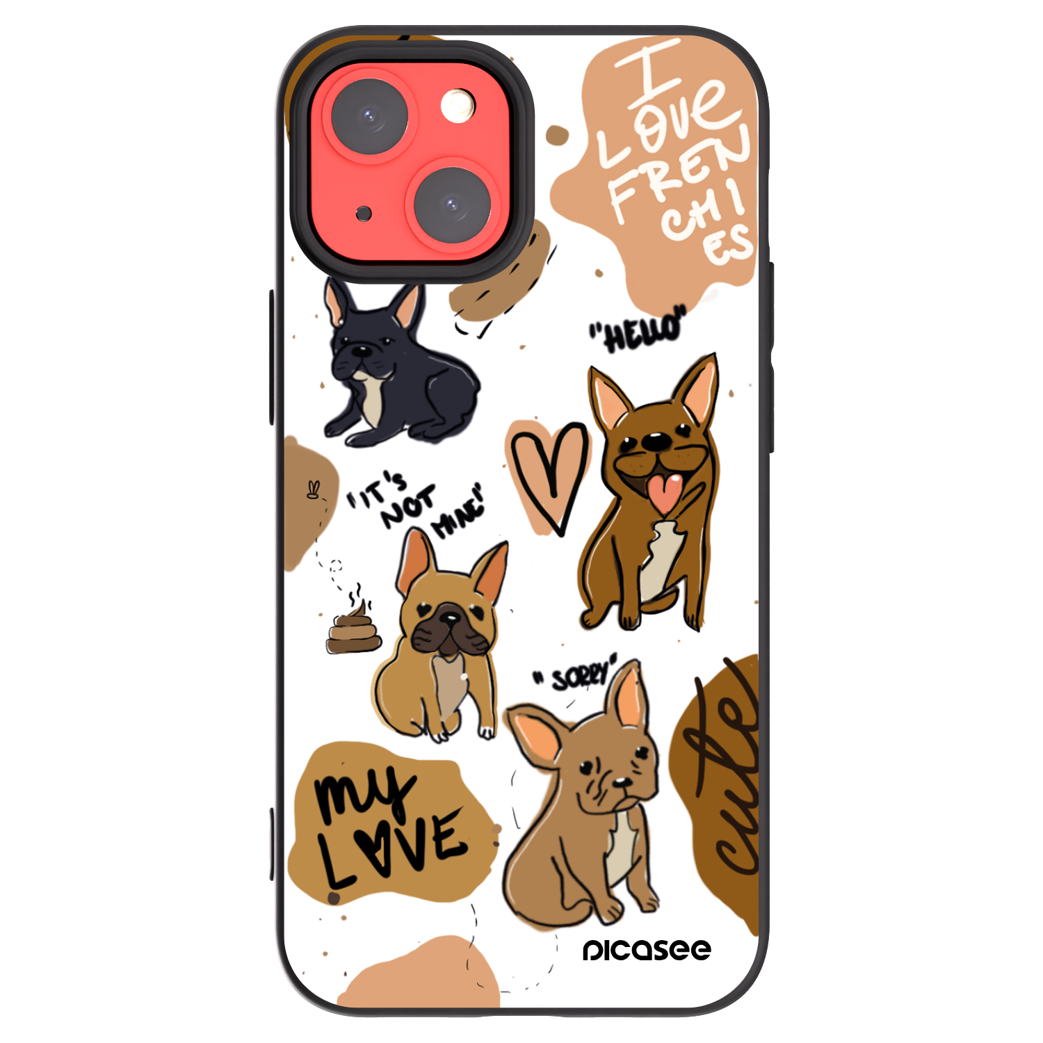 Picasee Μαύρη θήκη σιλικόνης για Apple iPhone 13 mini - Frenchies
