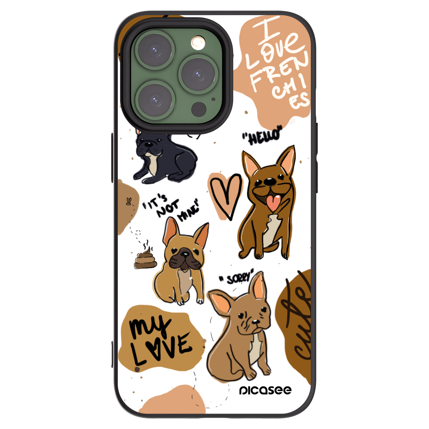 Picasee Μαύρη θήκη σιλικόνης για Apple iPhone 13 Pro - Frenchies