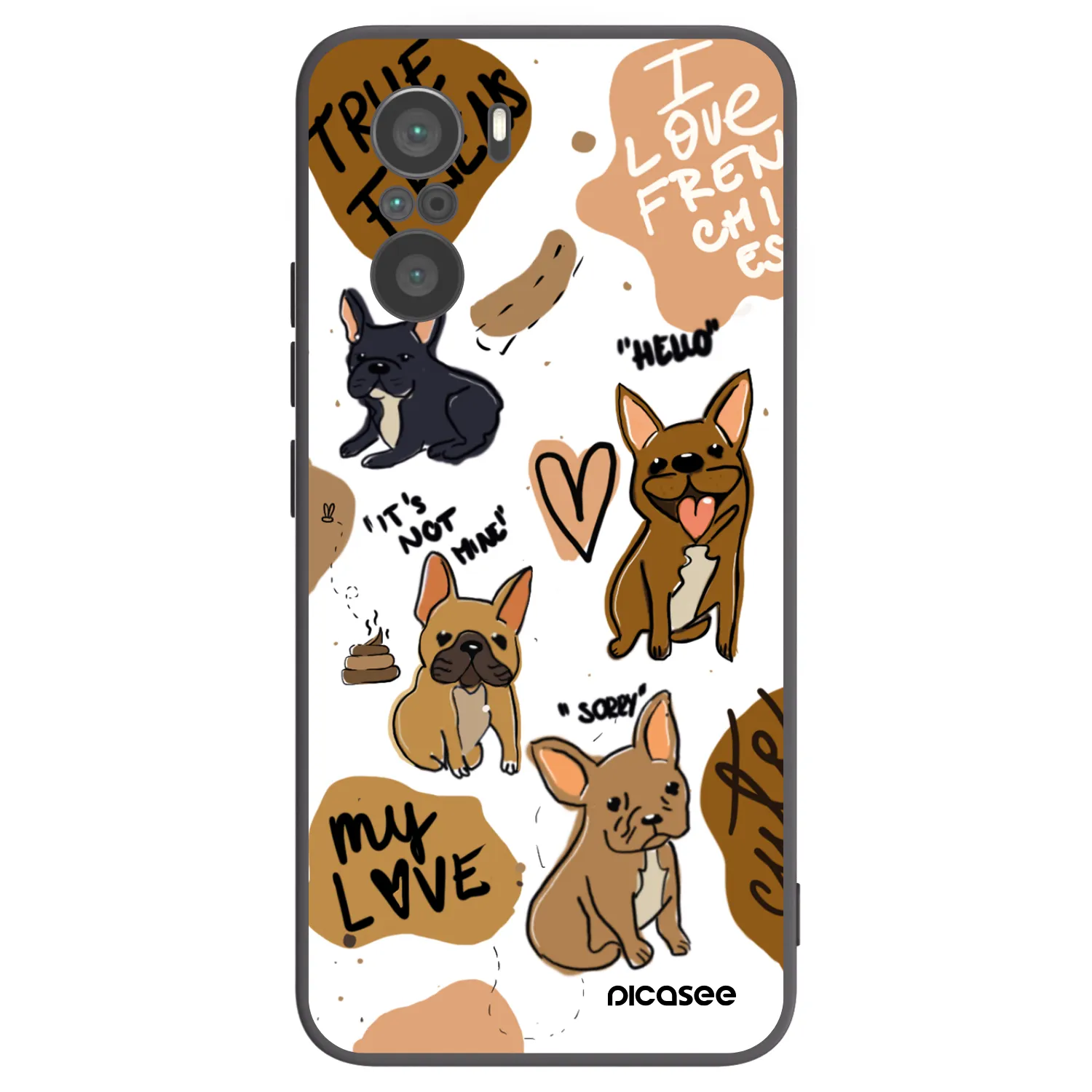 Picasee Μαύρη θήκη σιλικόνης για Xiaomi Poco F3 - Frenchies