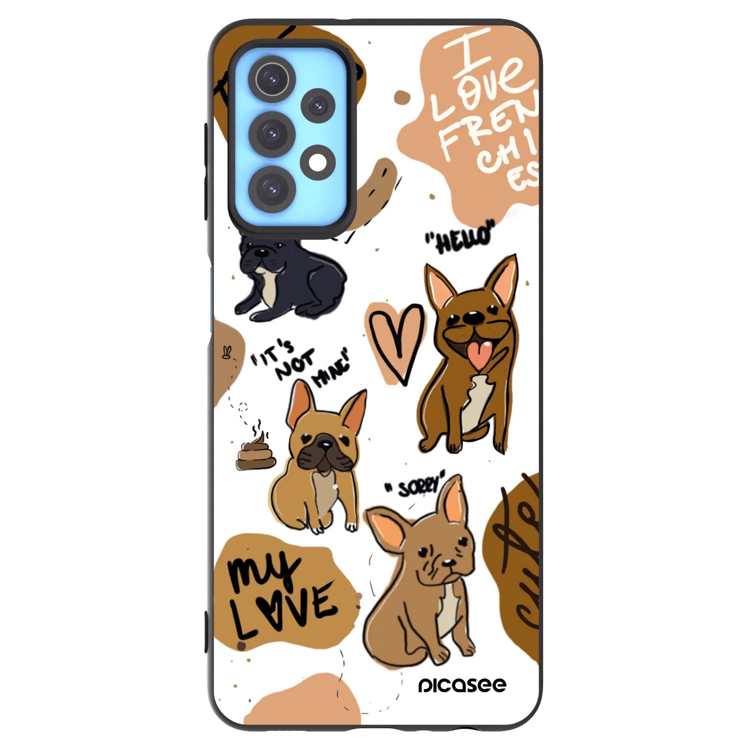 Picasee Μαύρη θήκη σιλικόνης για Samsung Galaxy A32 4G SM-A325F - Frenchies