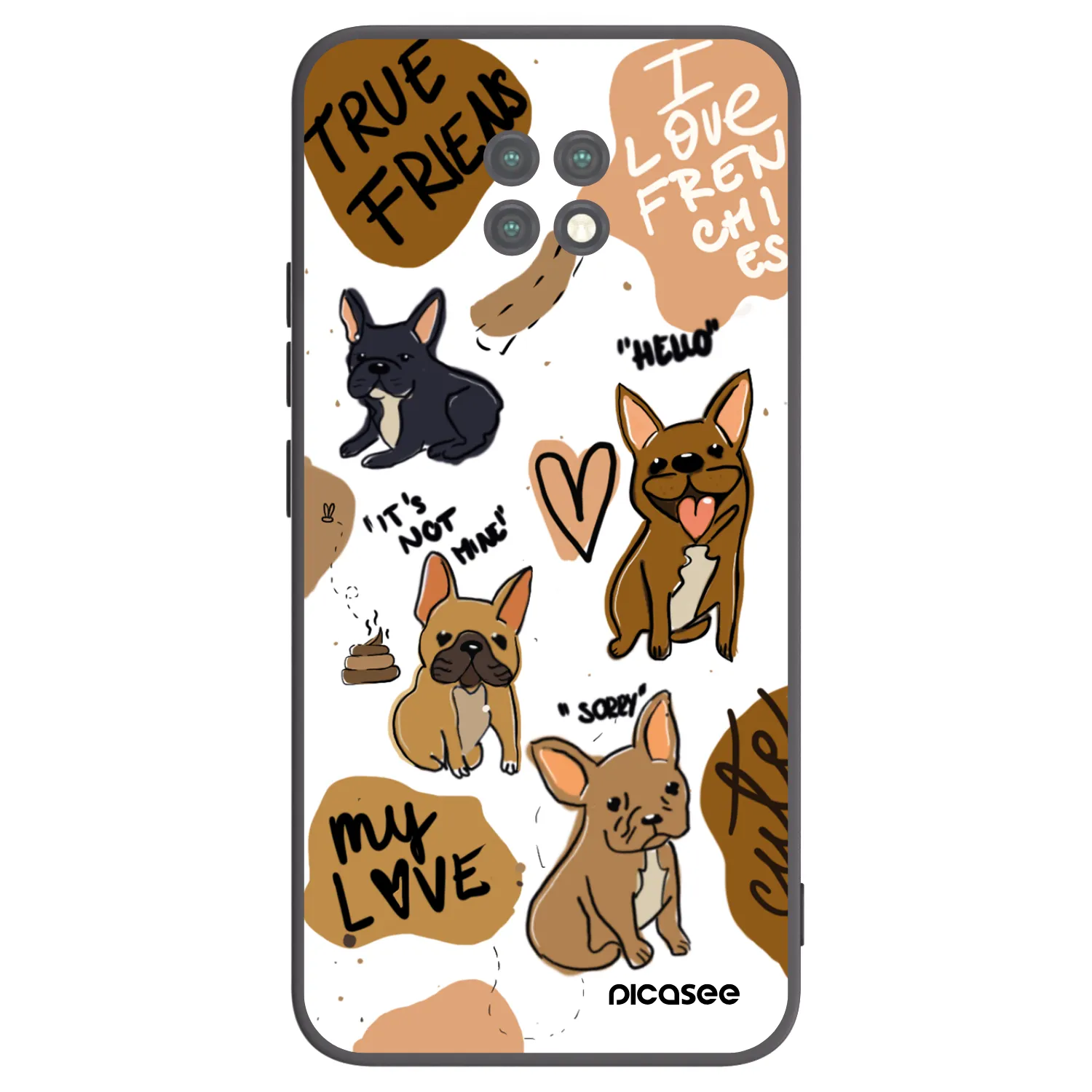 Picasee Μαύρη θήκη σιλικόνης για Xiaomi Redmi Note 9T - Frenchies