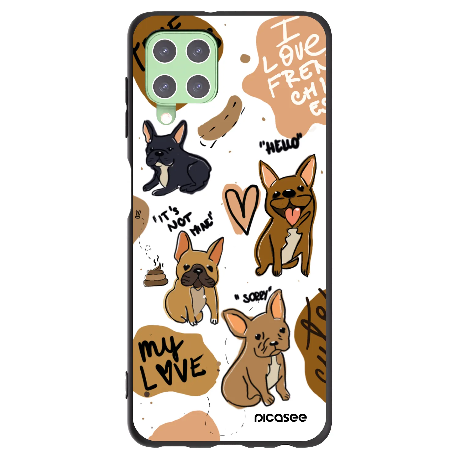 Picasee Μαύρη θήκη σιλικόνης για Samsung Galaxy A22 A225F 4G - Frenchies