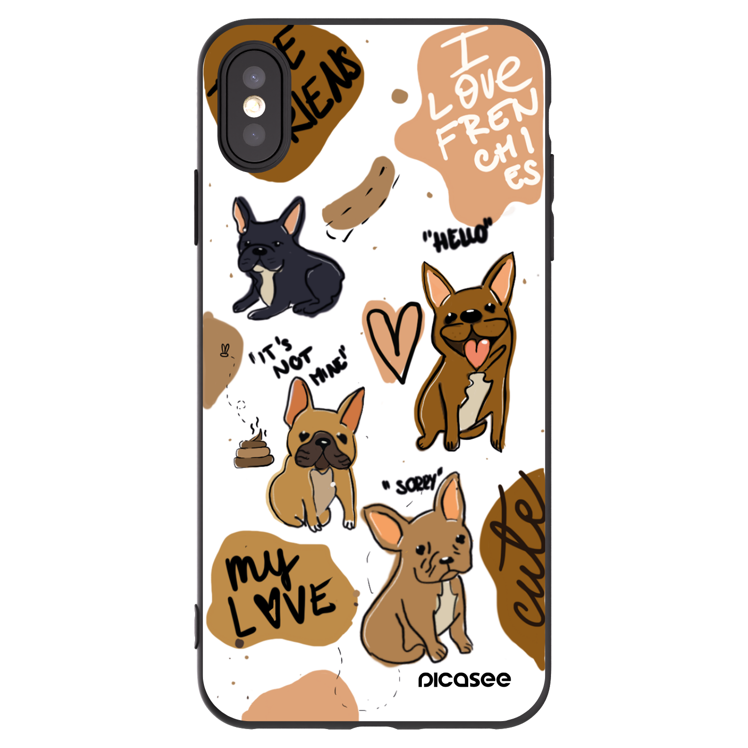 Picasee Μαύρη θήκη σιλικόνης για Apple iPhone XS Max - Frenchies