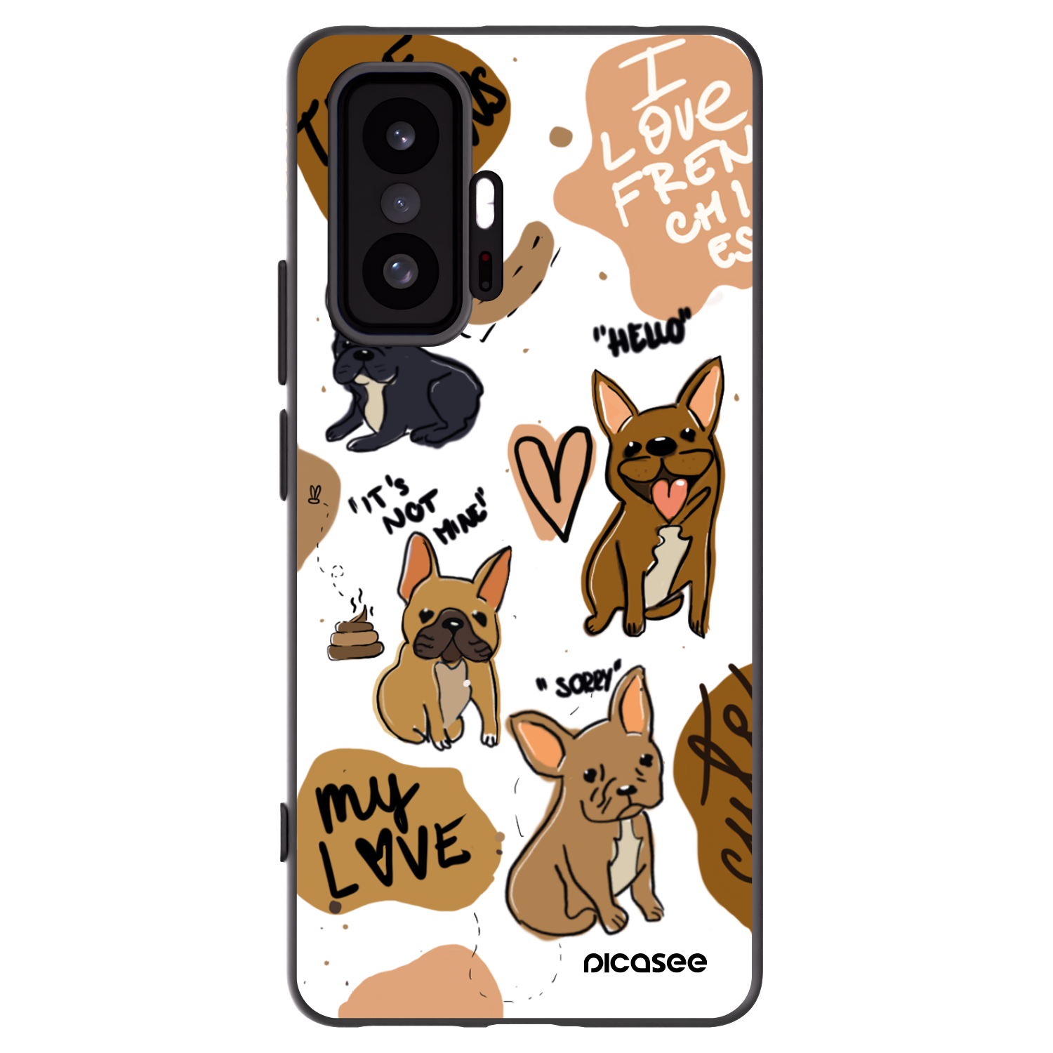 Picasee Μαύρη θήκη σιλικόνης για Xiaomi 11T Pro - Frenchies