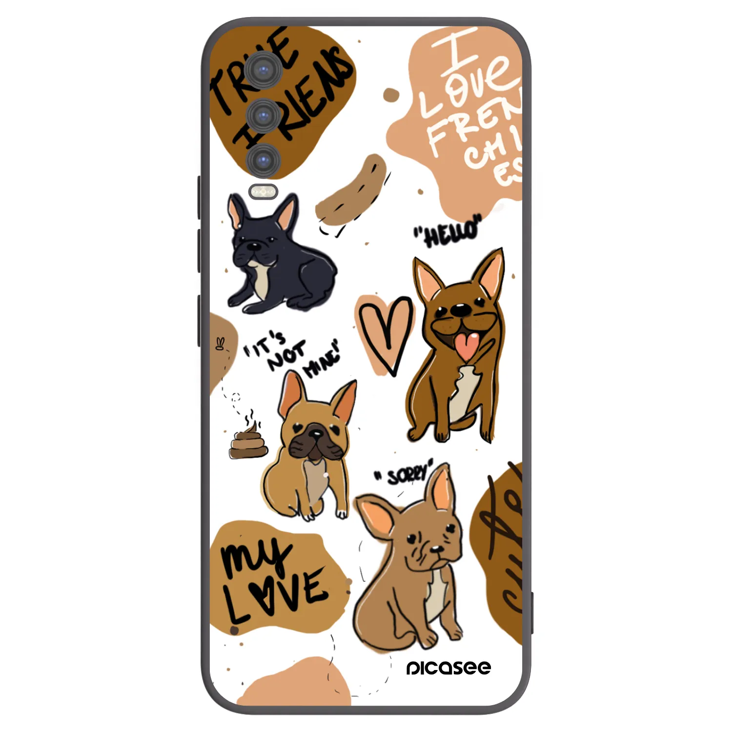 Picasee Μαύρη θήκη σιλικόνης για Vivo Y20s - Frenchies