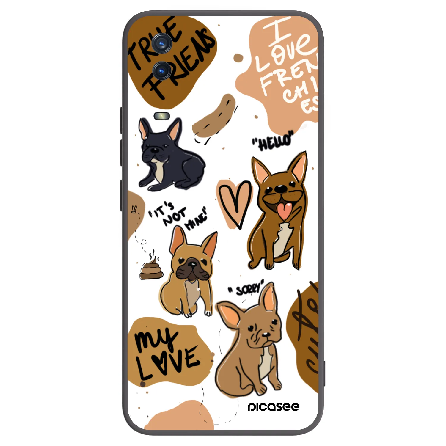 Picasee Μαύρη θήκη σιλικόνης για Vivo Y11s - Frenchies