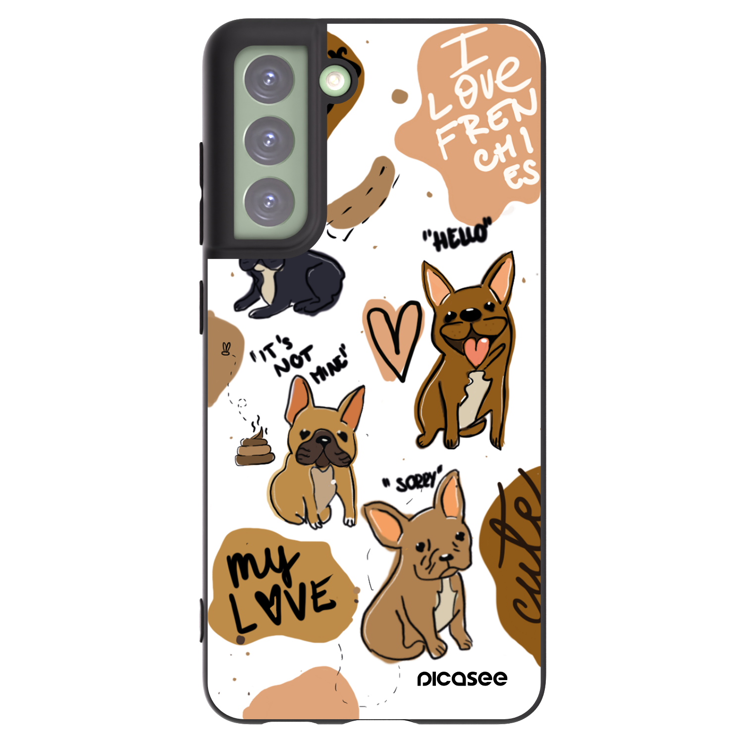 Picasee Μαύρη θήκη σιλικόνης για Samsung Galaxy S21 FE 5G - Frenchies