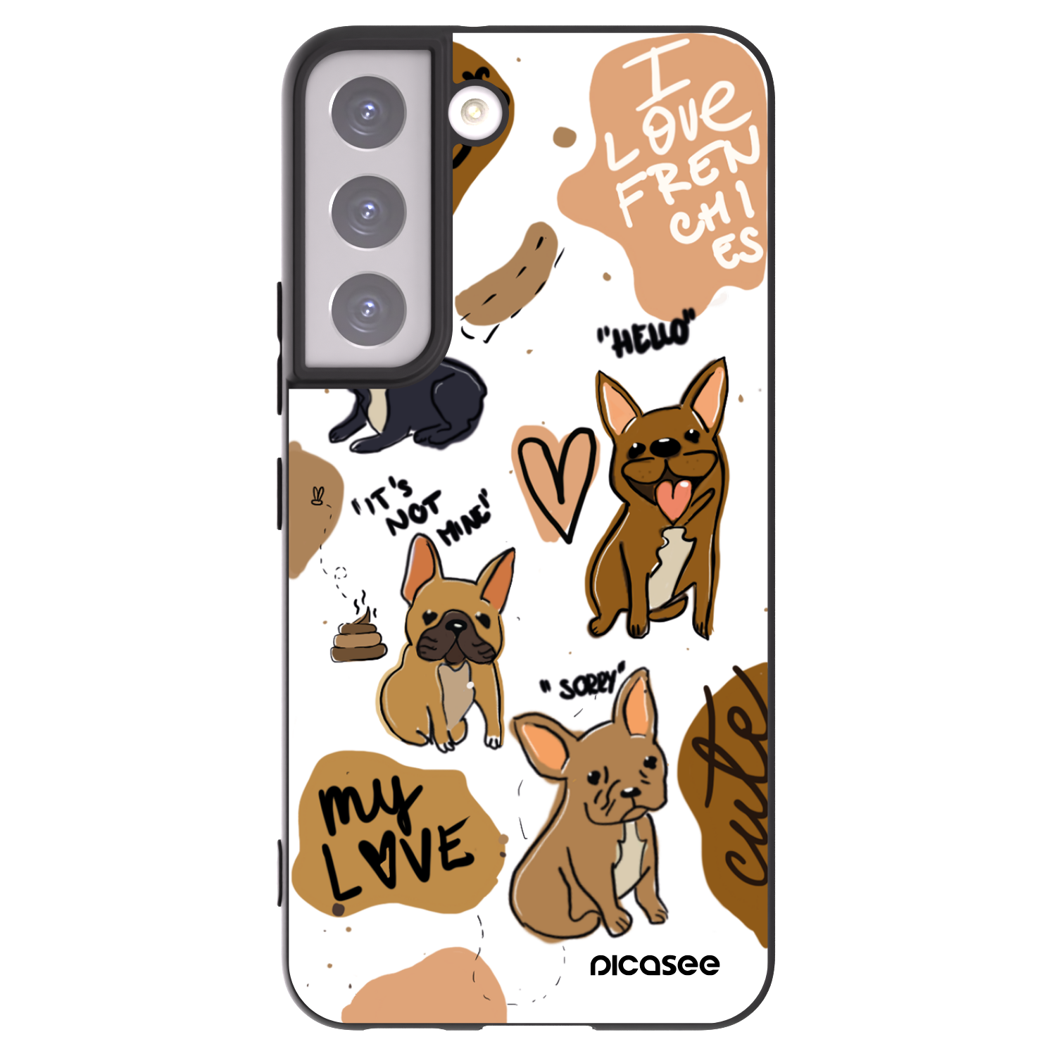 Picasee Μαύρη θήκη σιλικόνης για Samsung Galaxy S22 5G - Frenchies