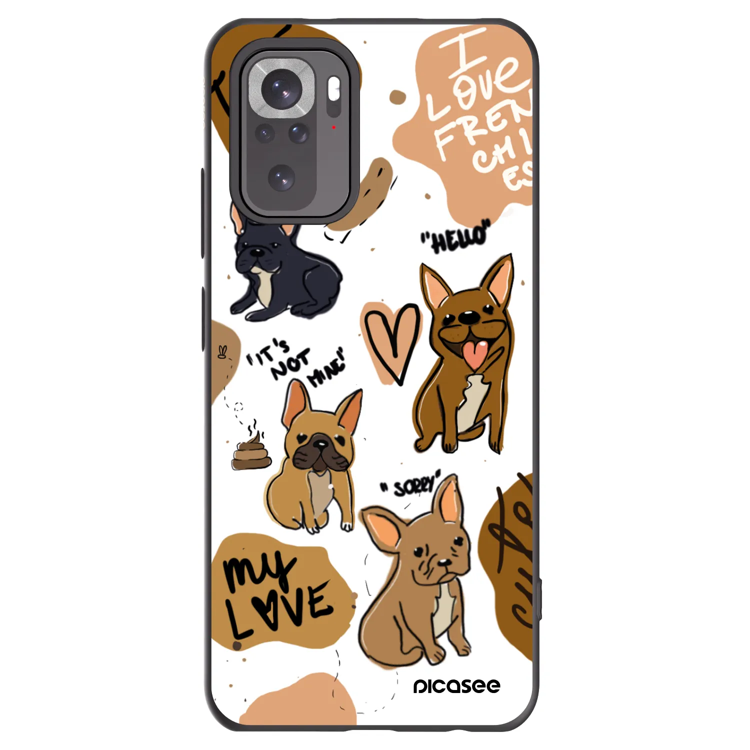 Picasee Μαύρη θήκη σιλικόνης για Xiaomi Redmi Note 11S 4G - Frenchies