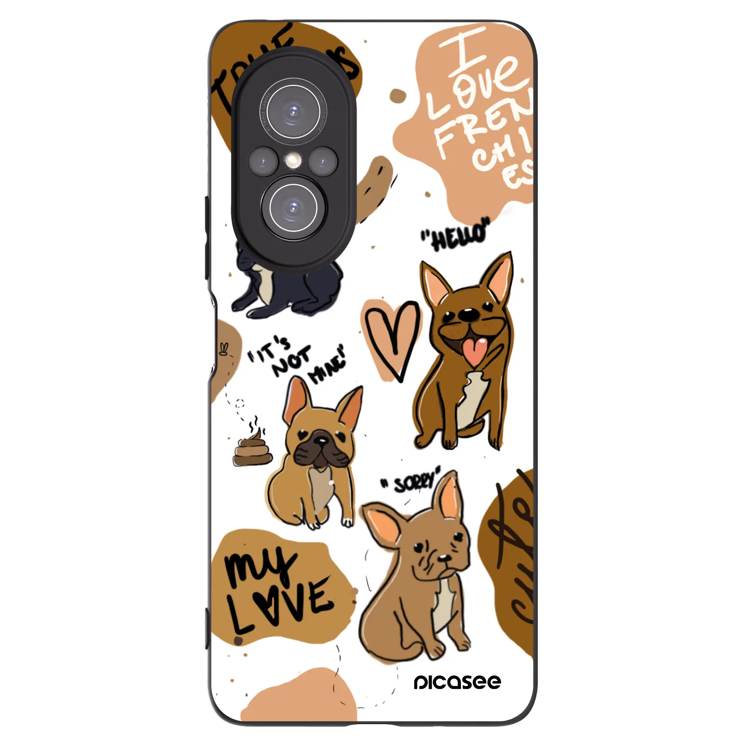 Picasee Μαύρη θήκη σιλικόνης για Huawei Nova 9 SE - Frenchies