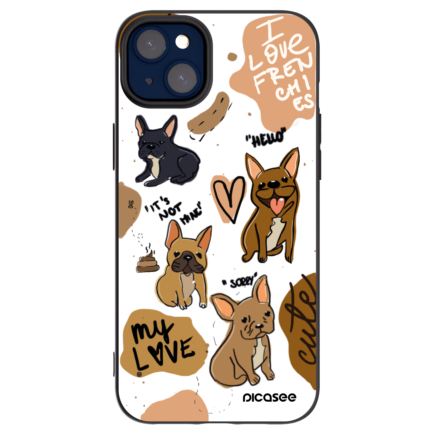 Picasee Μαύρη θήκη σιλικόνης για Apple iPhone 14 Plus - Frenchies