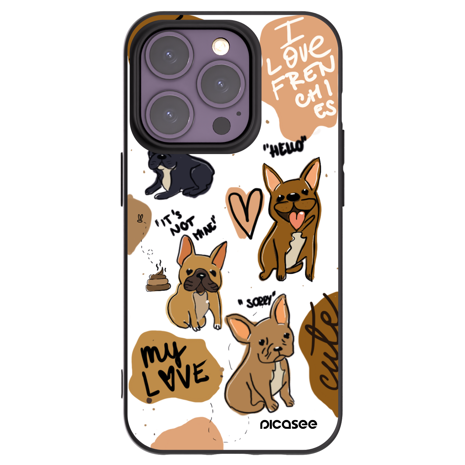 Picasee Μαύρη θήκη σιλικόνης για Apple iPhone 14 Pro - Frenchies