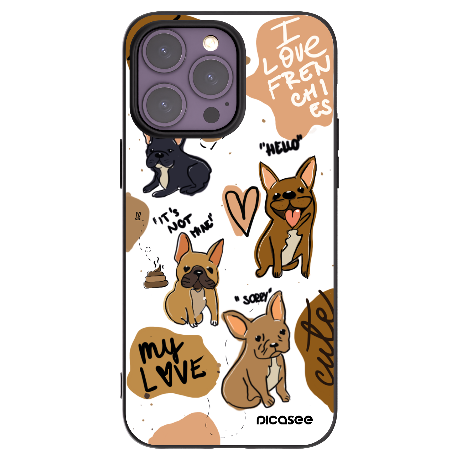 Picasee Μαύρη θήκη σιλικόνης για Apple iPhone 14 Pro Max - Frenchies