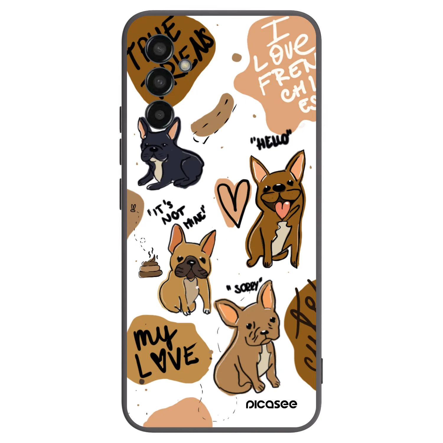 Picasee Μαύρη θήκη σιλικόνης για Samsung Galaxy M13 M135F - Frenchies