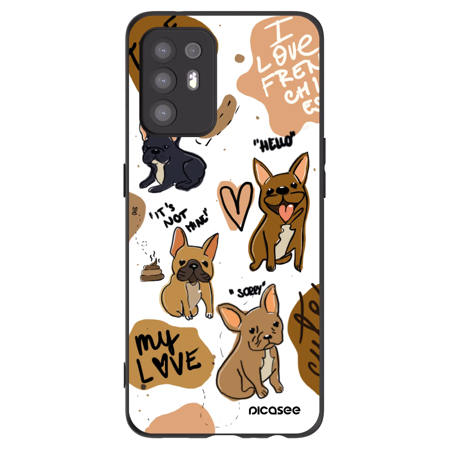 Picasee Μαύρη θήκη σιλικόνης για OPPO A94 5G - Frenchies