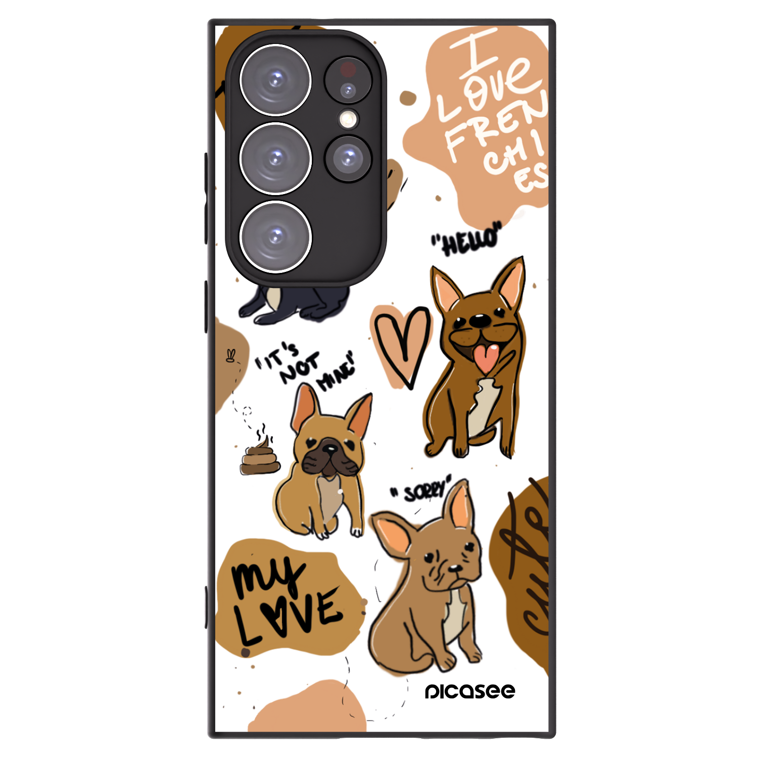 Picasee Μαύρη θήκη σιλικόνης για Samsung Galaxy S23 Ultra 5G - Frenchies