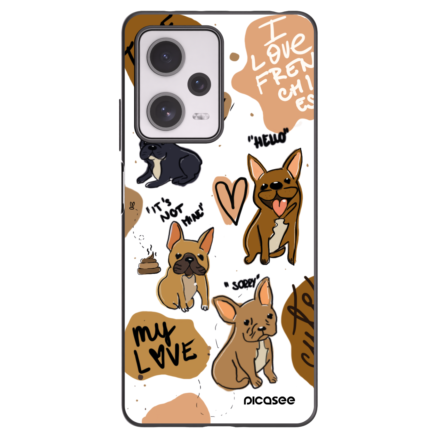 Picasee Μαύρη θήκη σιλικόνης για Xiaomi Redmi Note 12 Pro+ 5G - Frenchies