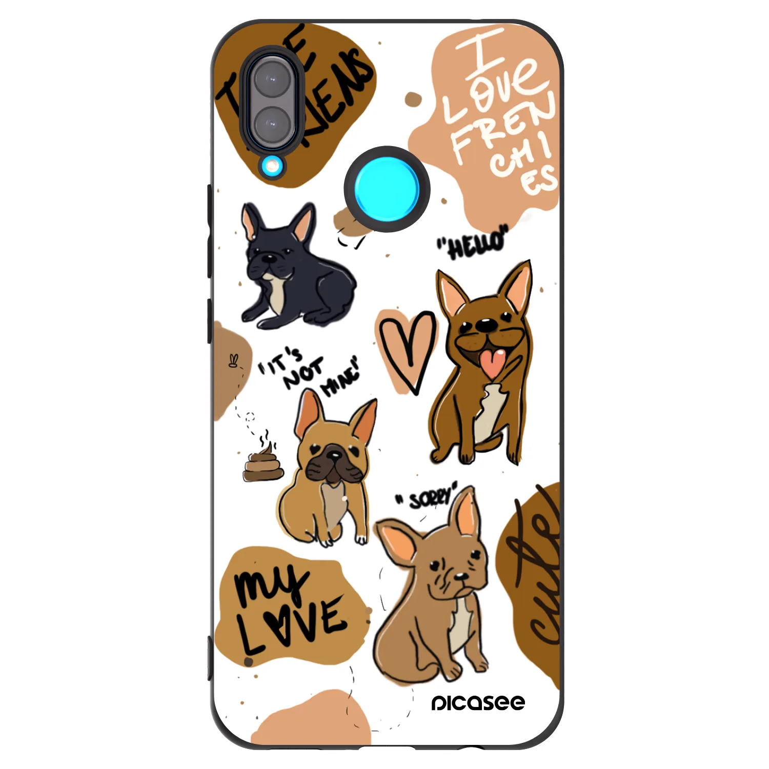 Picasee Μαύρη θήκη σιλικόνης για Huawei Nova 3i - Frenchies